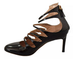 Valentino Black Multi Strap Leather Mid Heels Pumps Shoes Valentino