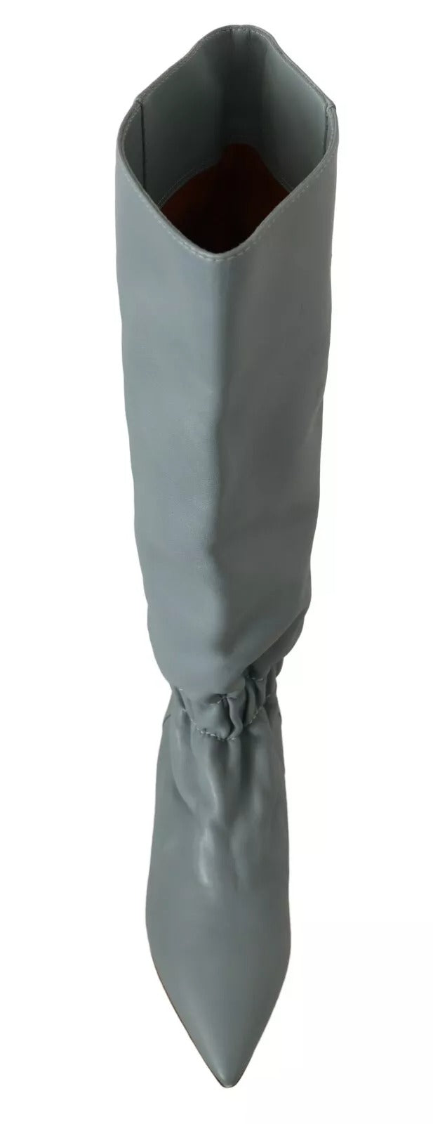 Valentino Blue Leather Elastic Flats Pull On Knee High Boots Shoes Valentino