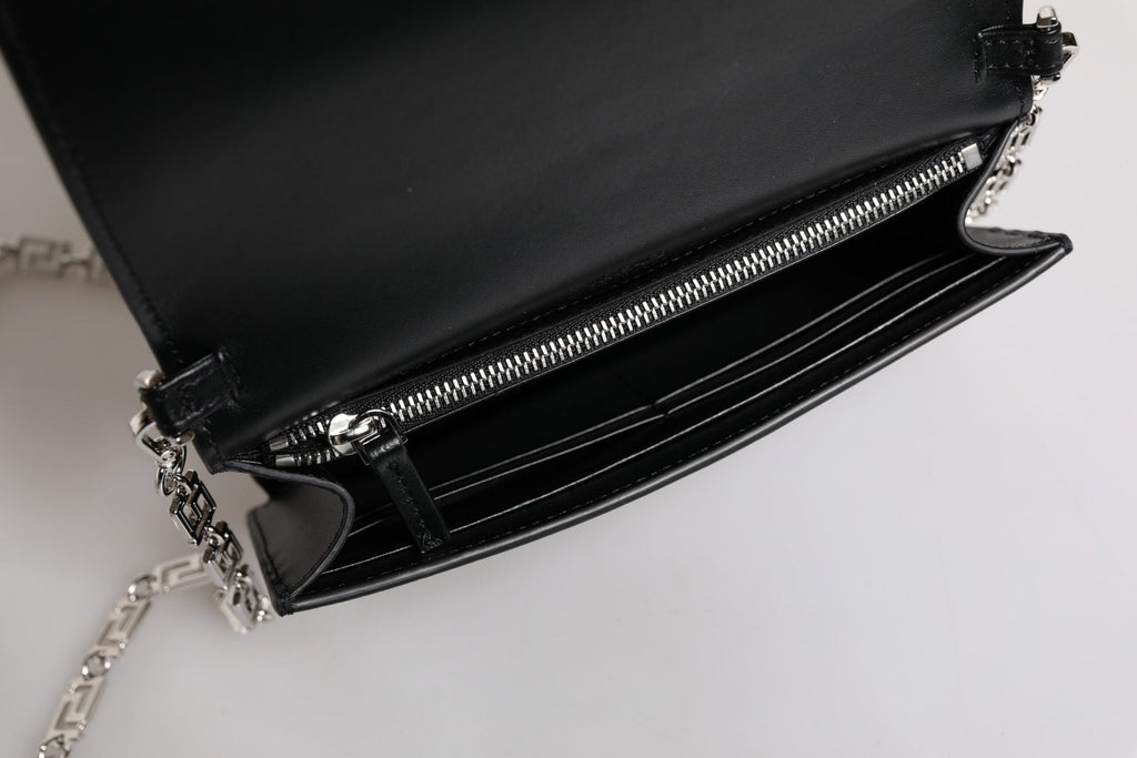 Versace Black Calfskin Leather Chain Strap Shoulder Crossbody Bag Versace