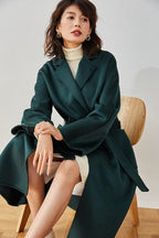 Autumn And Winter New Style Home Handmade Double-Sided Cloth Water Ripple Wool Coat Wool Cashmere Coat Women eprolo