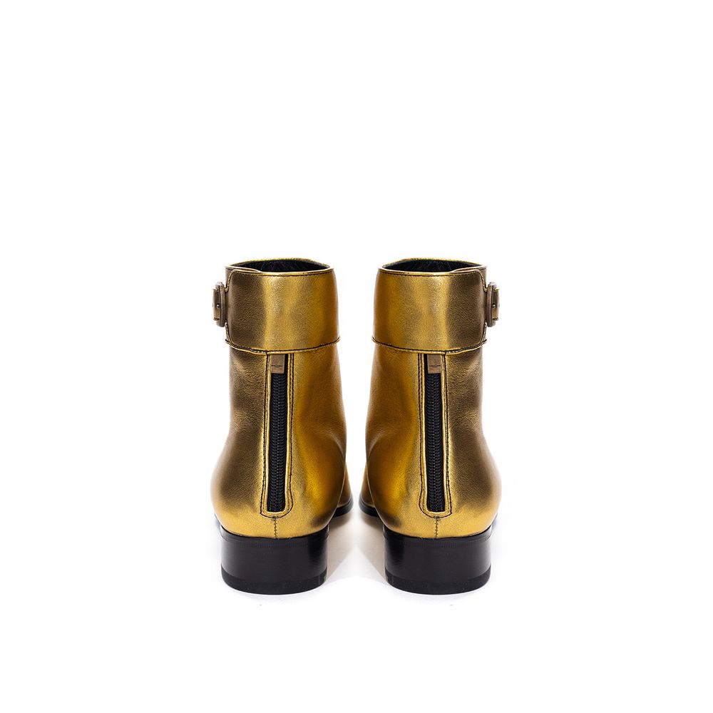 Saint Laurent Gold Leather Ankle Boots Saint Laurent