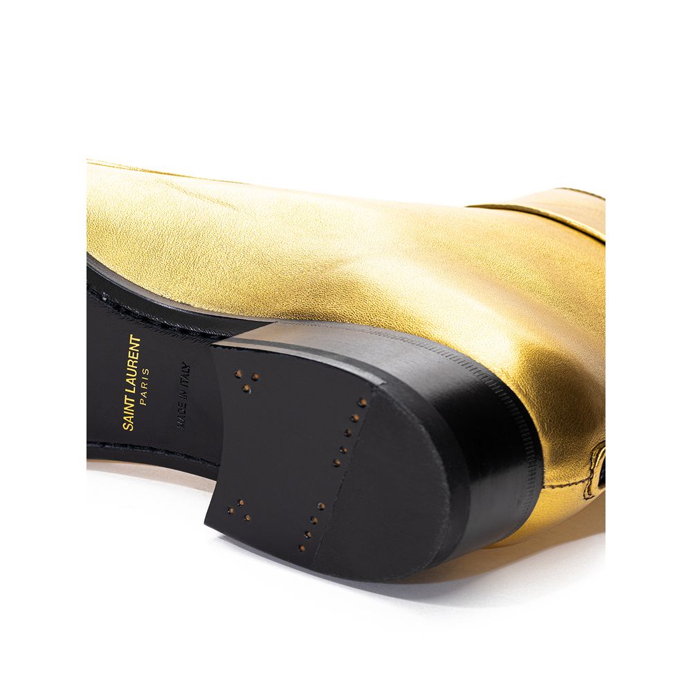 Saint Laurent Gold Leather Ankle Boots Saint Laurent