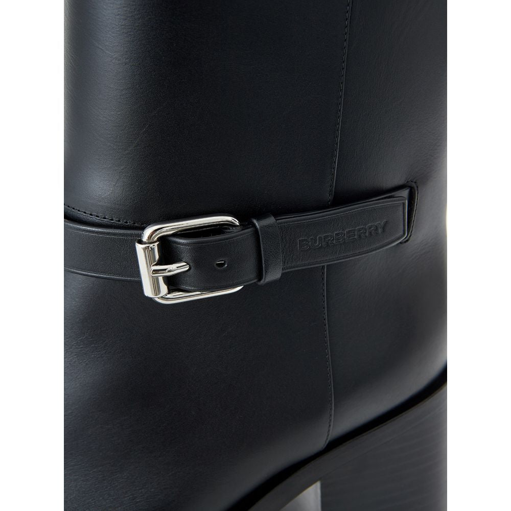 Burberry Black Leather Ankle Boots Burberry