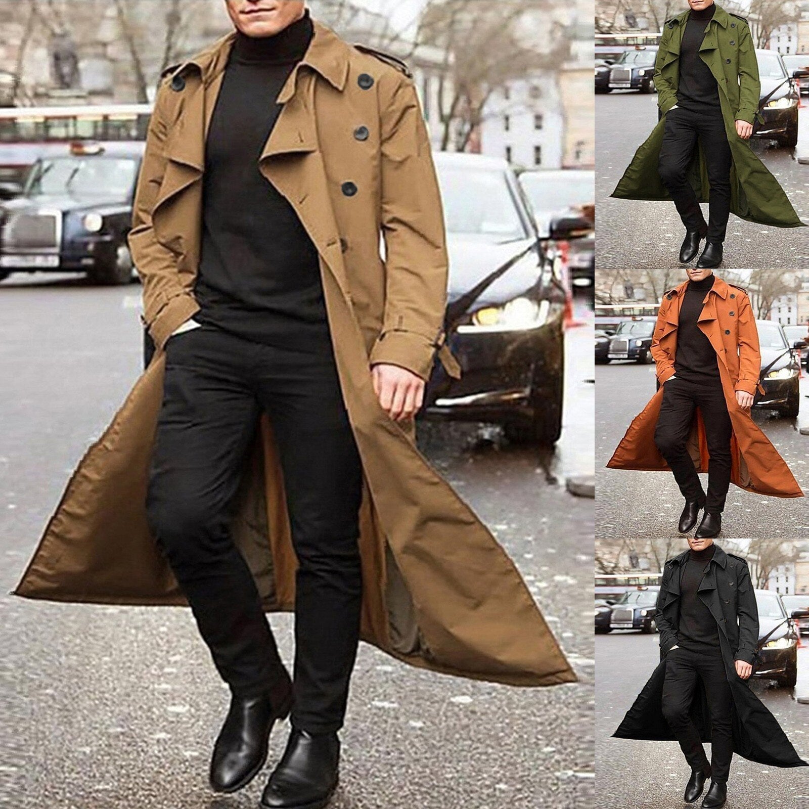 Men Business Jacket Fashion Autumn Long Windbreaker Jacket Overcoat Male Casual Winter Cotton Trench Outwear Coat eprolo