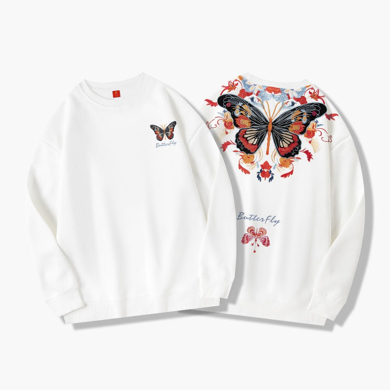 Autumn Zhuangzhou Mengdie embroidery printed round neck longsleeved T shirt trendy retro sports pullover sweatshirt for men eprolo