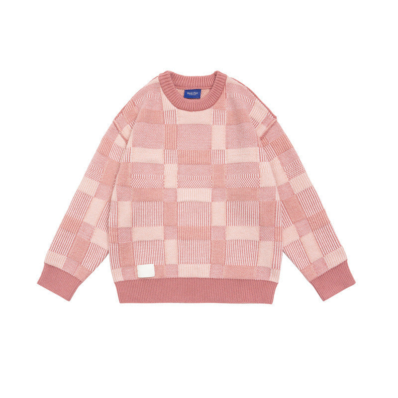 Checkered knit sweater for men and women loose fit sweater eprolo