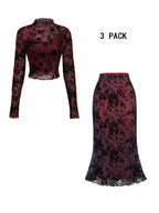 Hollow Out See Through Pure Desire Three-piece Set LittleYogaSocks