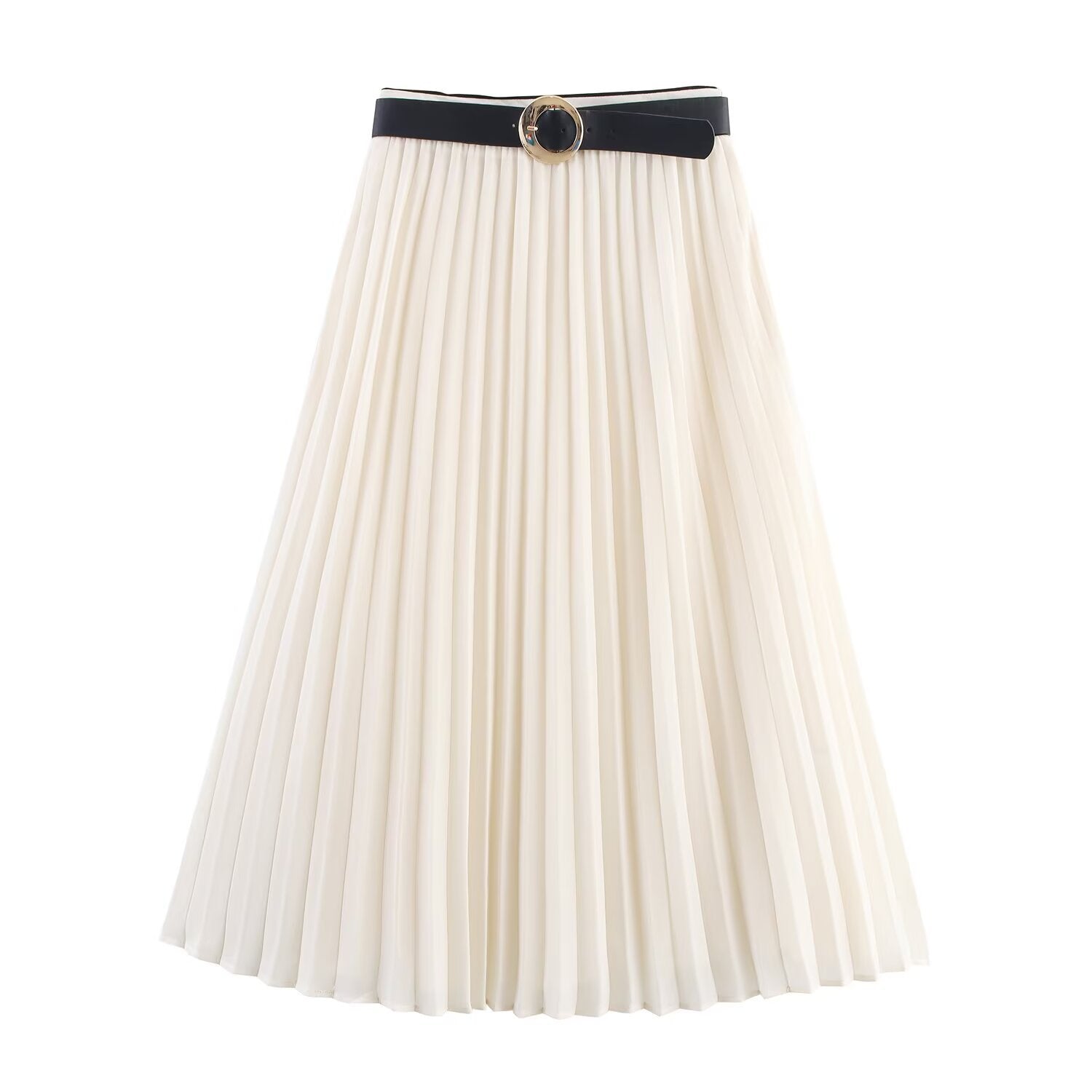 Color blocking trimmed pleated shirt+skirt set eprolo