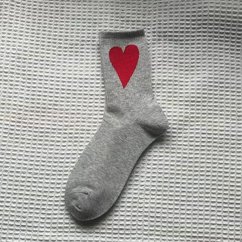Spring and summer women's large heart-shaped sports socks, INS Korean style mid calf sports socks, Macaron Color sports socks 3 pairs eprolo