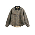 Loose heavy industry vintage leopard print long sleeved denim shirt for men and women eprolo