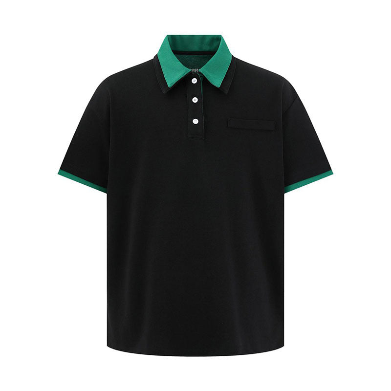 Color Block Two-Piece Design Polo Shirt Casual Turn-Down Collar Short Sleeve T-Shirt for Men eprolo