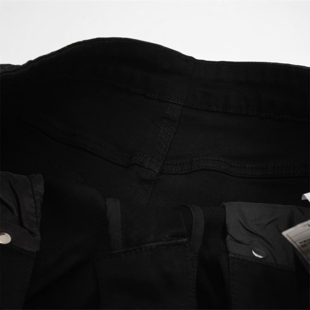 Streetwear Men's Denim Jeans, Distressed Hem Straight Leg  Brand Loose Fit Casual Pants eprolo