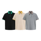Color Block Two-Piece Design Polo Shirt Casual Turn-Down Collar Short Sleeve T-Shirt for Men eprolo