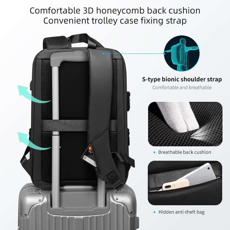 Fenruien Brand Laptop Backpack Anti-theft Waterproof School Backpacks USB Charging Men Business Travel Bag Backpack New Design eprolo