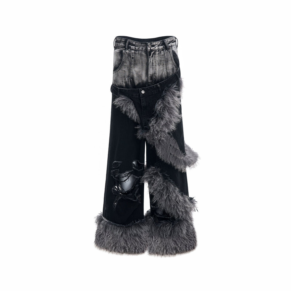 Men's PU Two-Piece Jeans LittleYogaSocks
