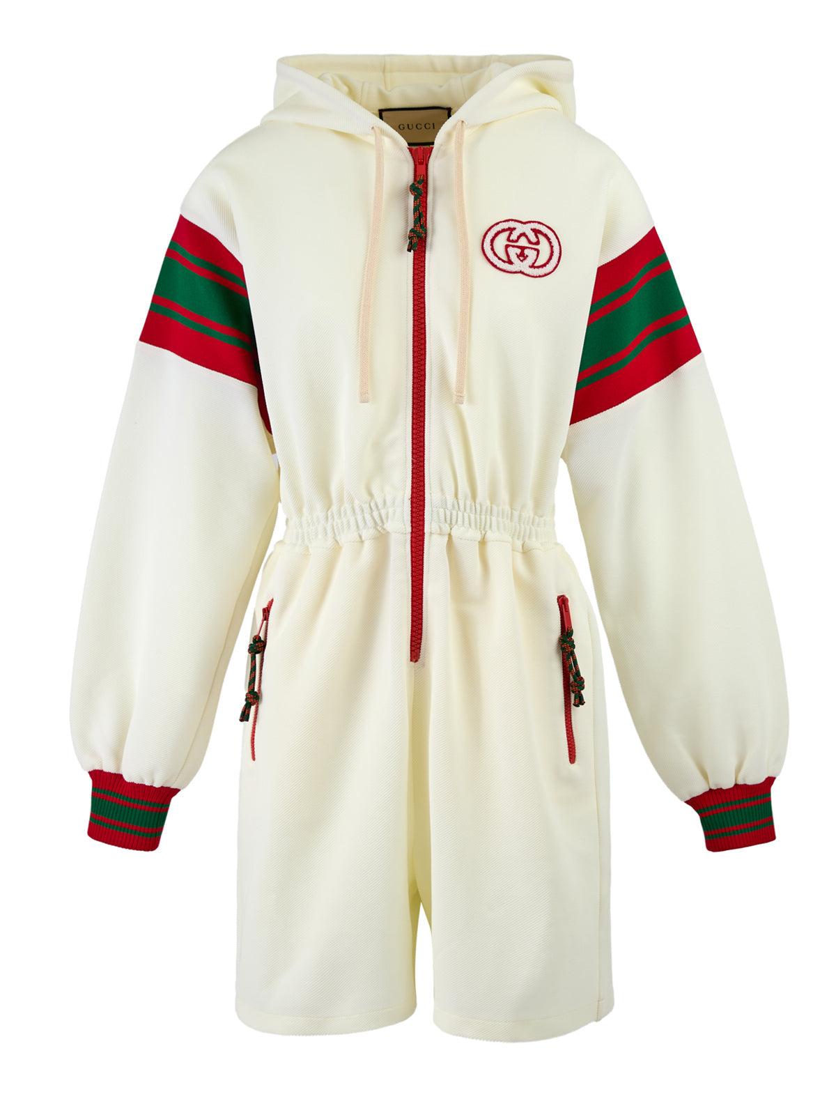 Gucci Cream Polyester Hooded Logo Sweatsuit Gucci
