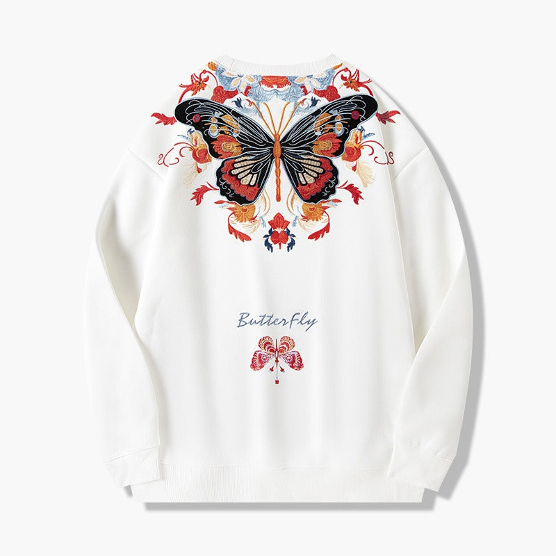 Autumn Zhuangzhou Mengdie embroidery printed round neck longsleeved T shirt trendy retro sports pullover sweatshirt for men eprolo