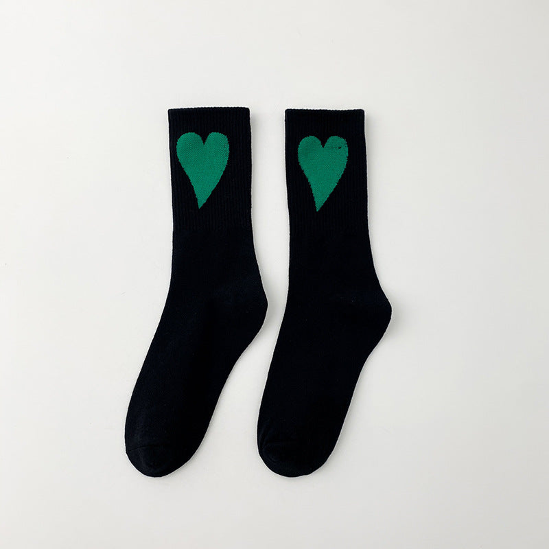 Spring and summer women's large heart-shaped sports socks, INS Korean style mid calf sports socks, Macaron Color sports socks 3 pairs eprolo