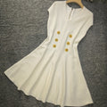 Raglan sleeves V-neck metal buckle high waist zippered knit dress trendy eprolo