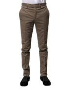 BENCIVENGA Brown Cotton Tapered Formal Dress Pants BENCIVENGA