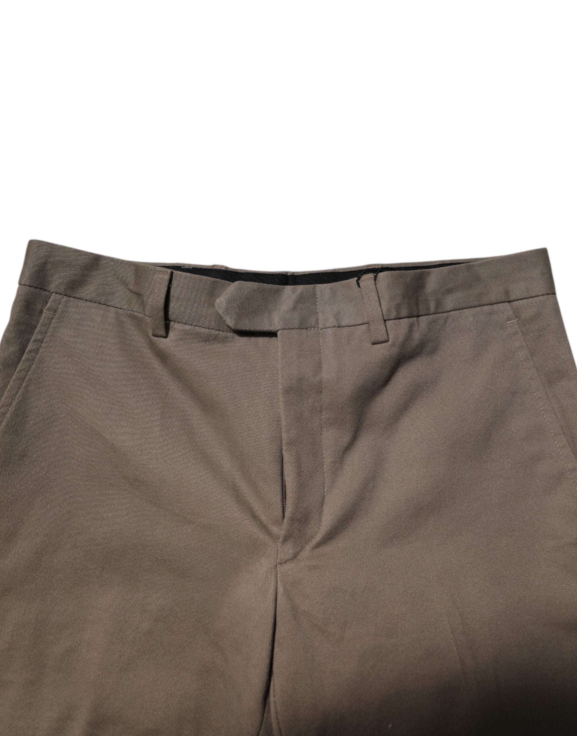 BENCIVENGA Brown Cotton Tapered Formal Dress Pants BENCIVENGA