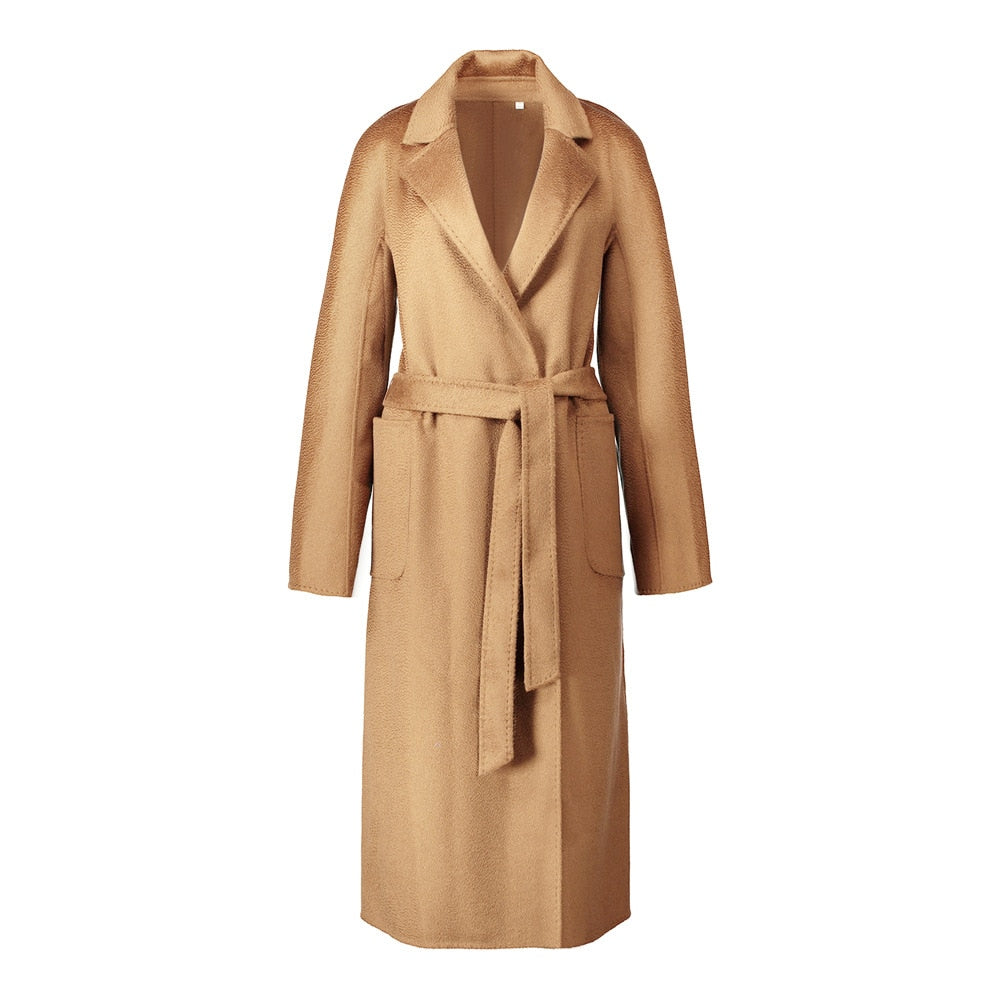 Autumn And Winter New Style Home Handmade Double-Sided Cloth Water Ripple Wool Coat Wool Cashmere Coat Women eprolo
