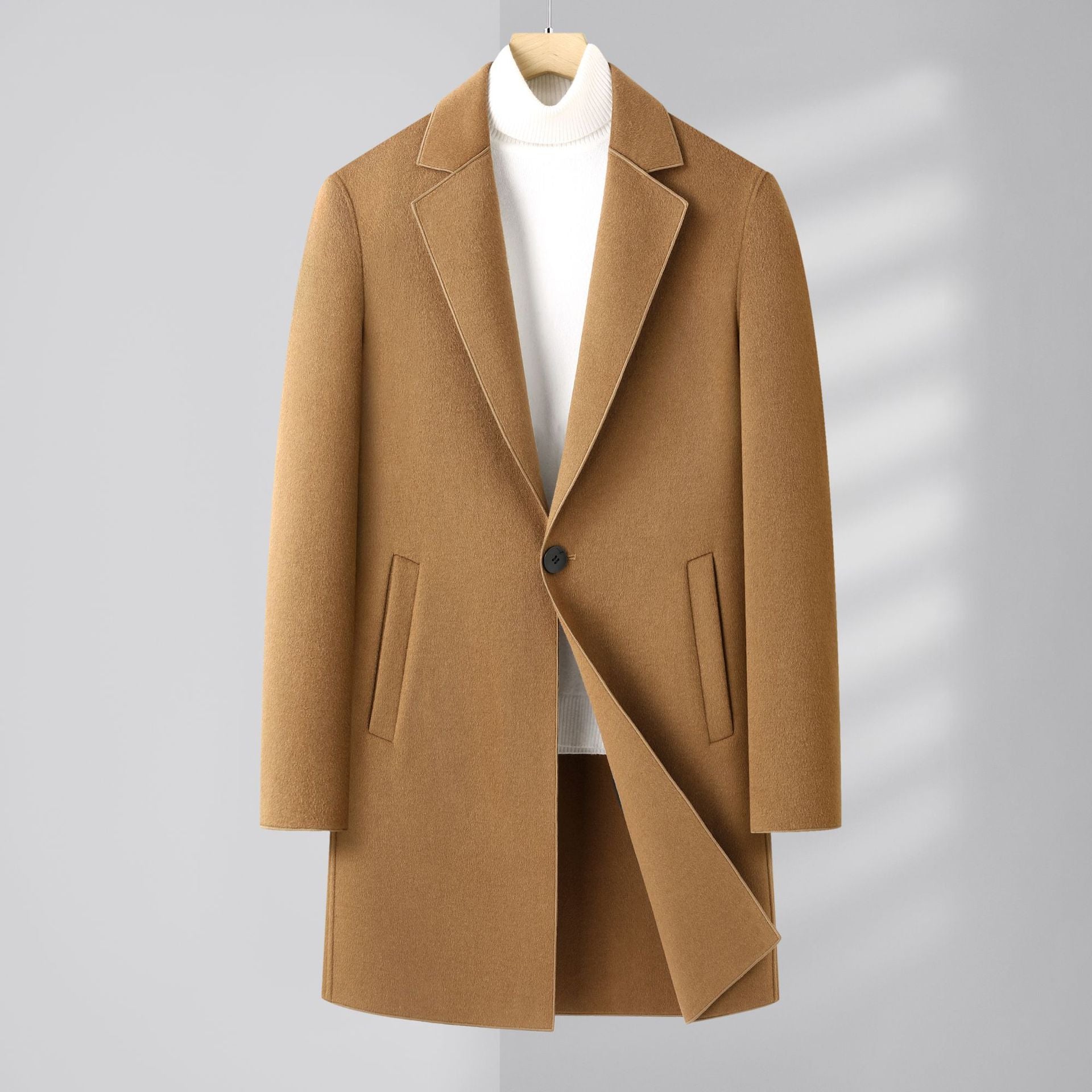 Veloria Men's Double-Faced Wool Overcoat for Fall & Winter LittleYogaSocks