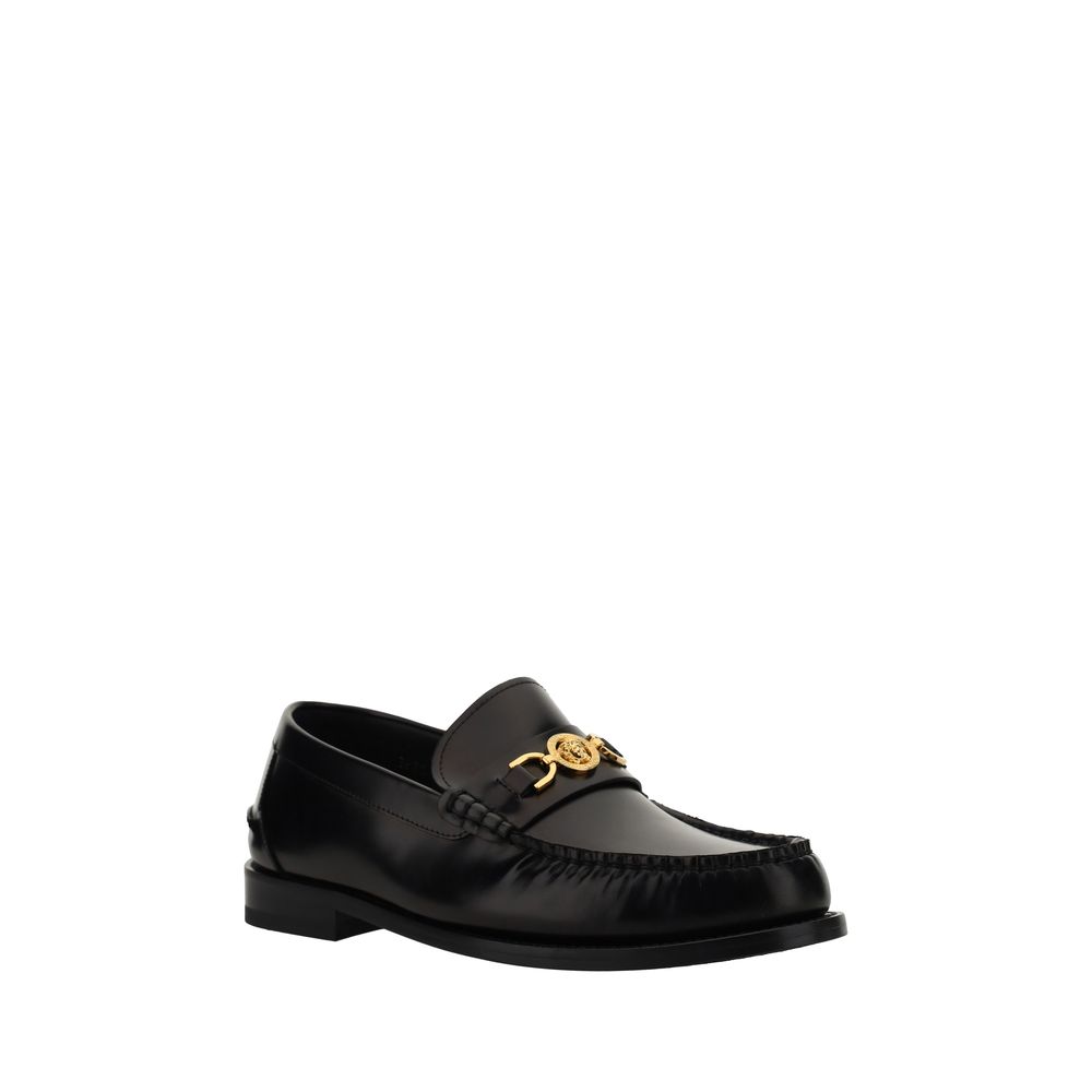 Versace Black Calf Leather Bos Taurus Slip-On Loafers - VELORIA - Thread of Generations