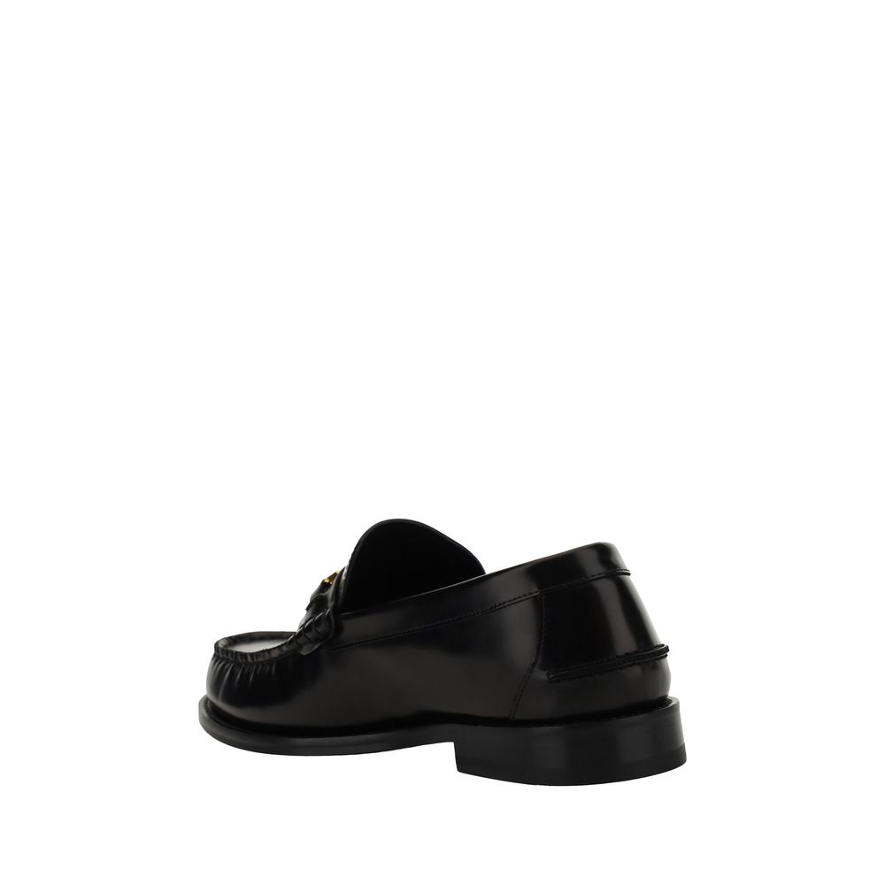 Versace Black Calf Leather Bos Taurus Slip-On Loafers - VELORIA - Thread of Generations