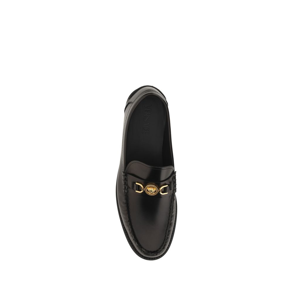 Versace Black Calf Leather Bos Taurus Slip-On Loafers - VELORIA - Thread of Generations