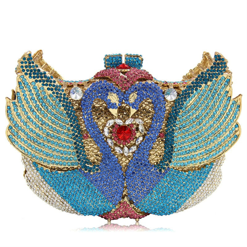 Swan studded diamond dinner bag, banquet dress, full diamond bag eprolo