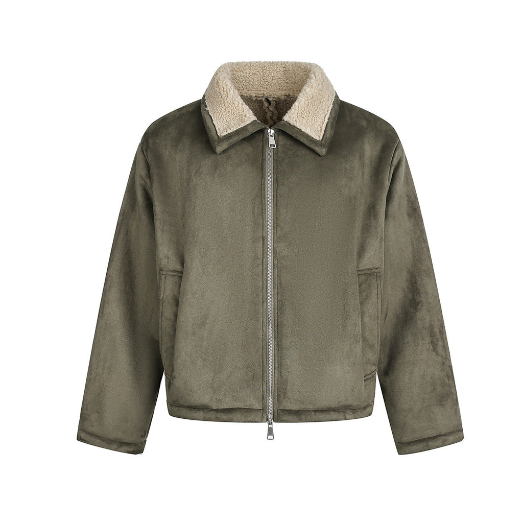 Brown lambhair coat for men eprolo