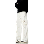 Heavyweight Multi-Pocket Tie-Dye Design Denim Trousers Straight Leg for Men and Women eprolo