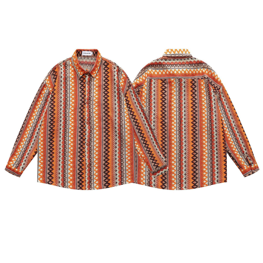 Ethnic Hollow-out Long-sleeved Shirt for Men and Women eprolo