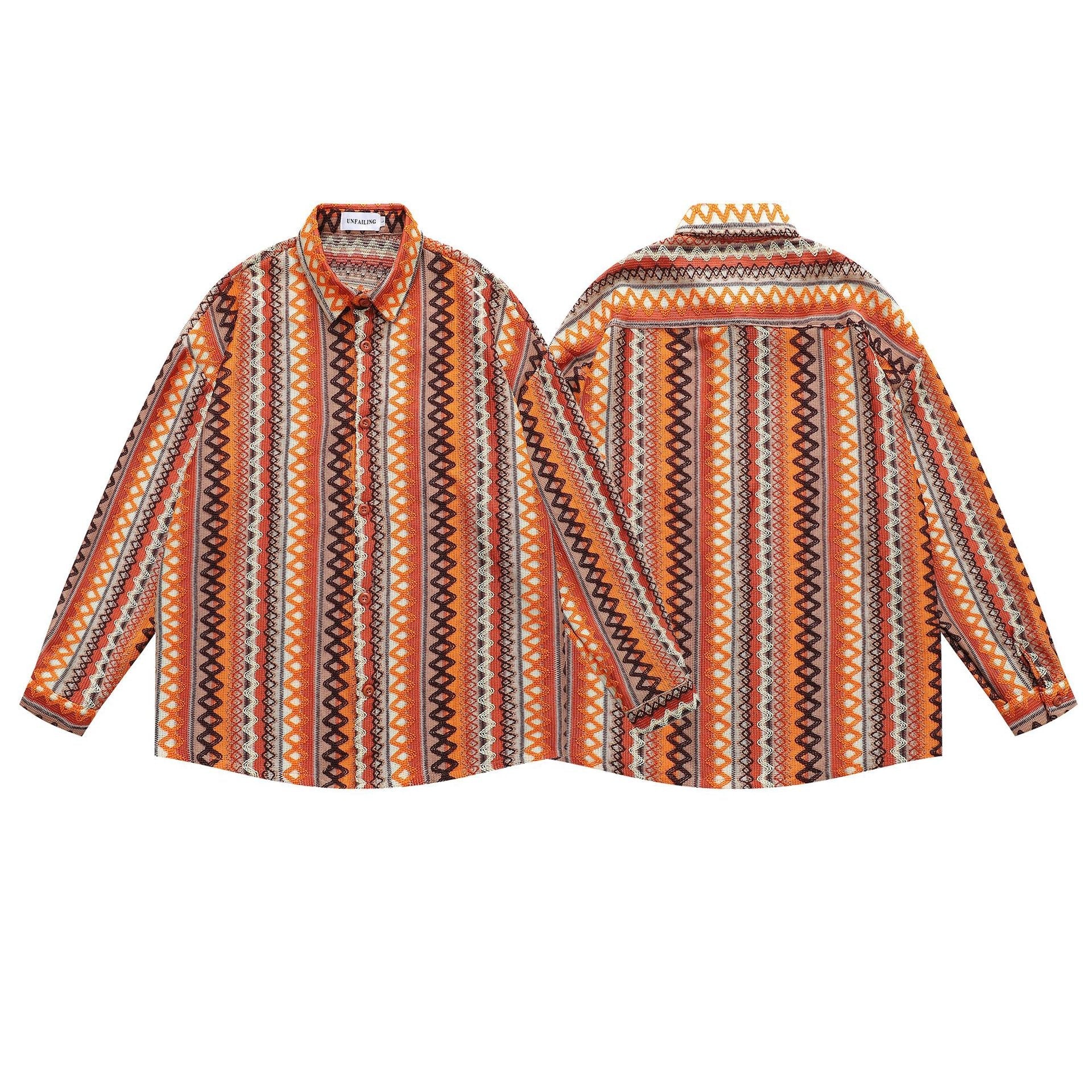 Ethnic Hollow-out Long-sleeved Shirt for Men and Women eprolo