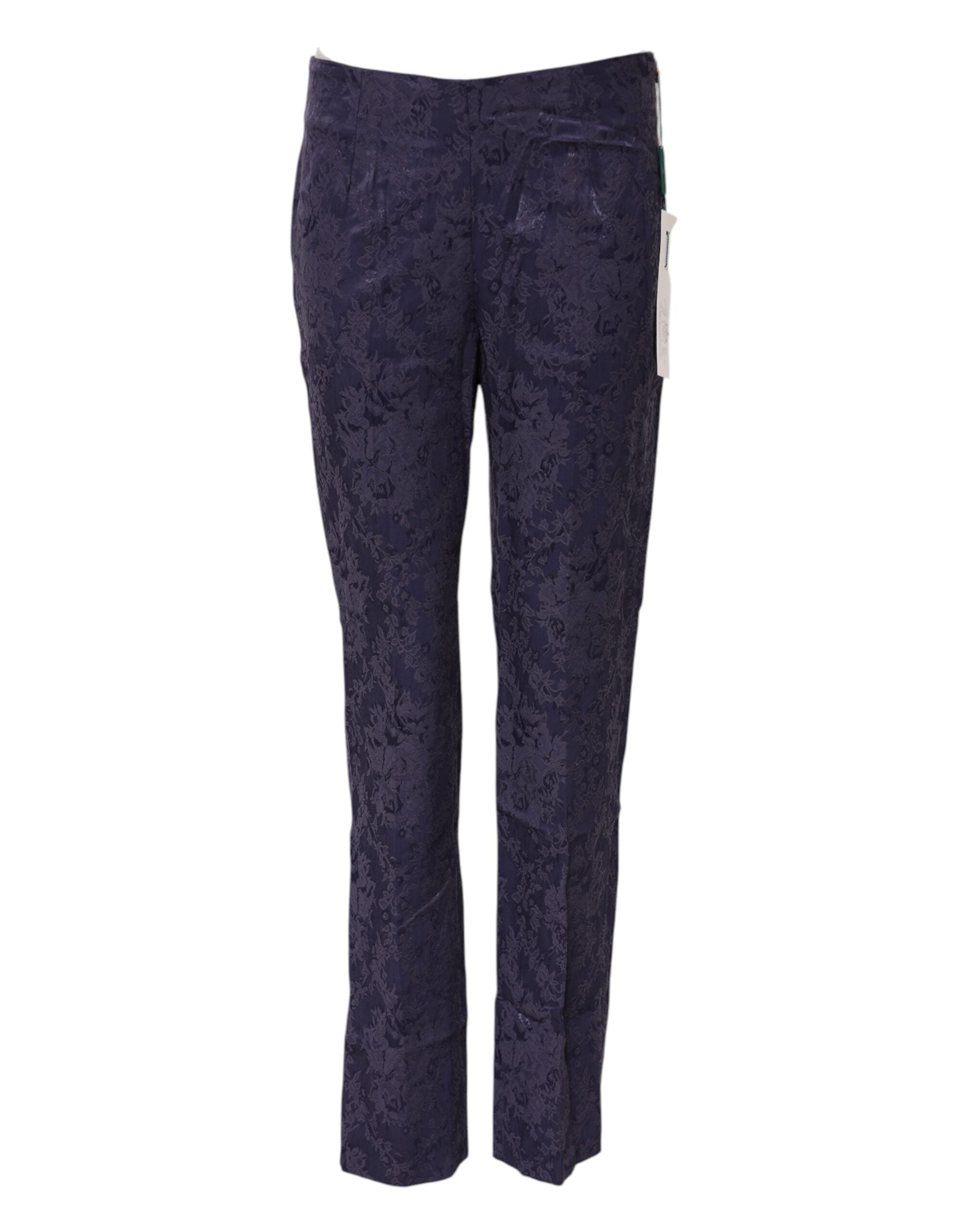 BENCIVENGA Purple Jacquard High Waisted Pants BENCIVENGA