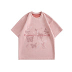 Butterfly letter printed suede short sleeved T-shirt for men eprolo