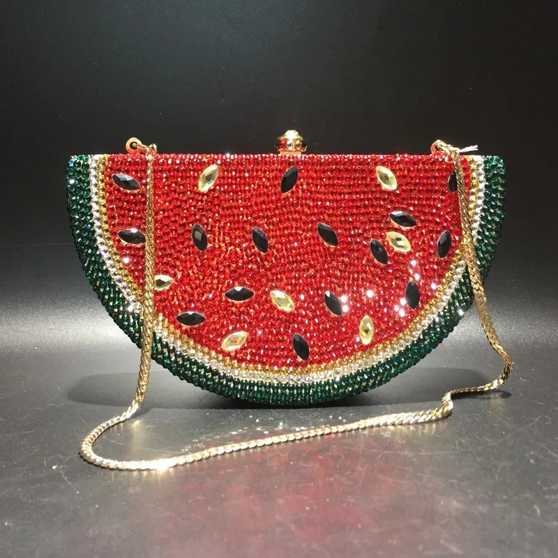 Watermelon Crystal Diamond Evening Bags Women Rhinestone Clutch Wallet Minaudiere Bag Bridal Wedding Bridal Handbag Purse eprolo