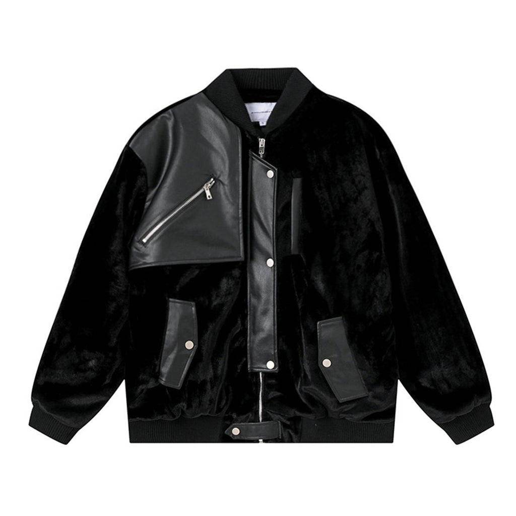 Fur jacket leather splicing motorcycle jacket for men eprolo