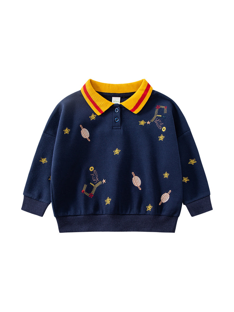 Planet embroidery children's sweater LittleYogaSocks