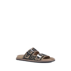 Fendi Brown Calf Leather Bos Taurus Flat Sandals Fendi