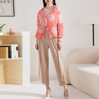 High-end pleated fashionable printed small jacket for women with hand-pleated suit collar eprolo