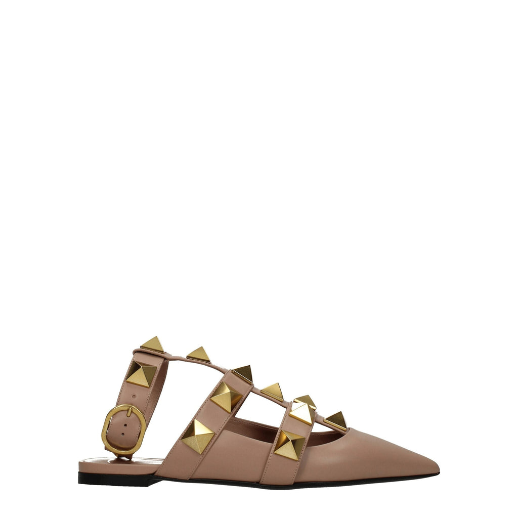 Valentino Garavani Pink Leather Flat Sandals Valentino Garavani