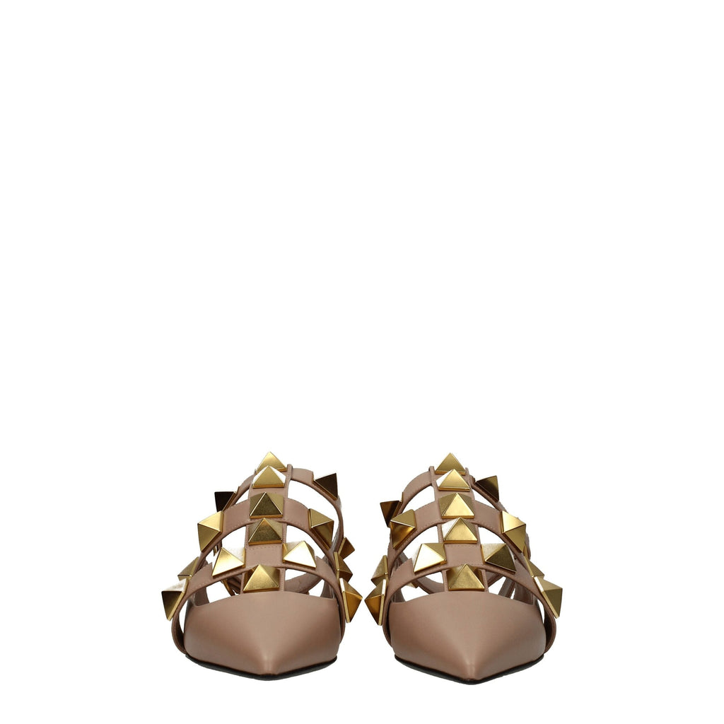 Valentino Garavani Pink Leather Flat Sandals Valentino Garavani