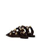 Valentino Garavani Brown Leather Flat Sandals Valentino Garavani