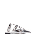 Valentino Garavani Gray Leather Flat Sandals Valentino Garavani