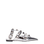 Valentino Garavani Gray Leather Flat Sandals Valentino Garavani