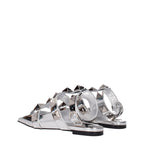 Valentino Garavani Gray Leather Flat Sandals Valentino Garavani