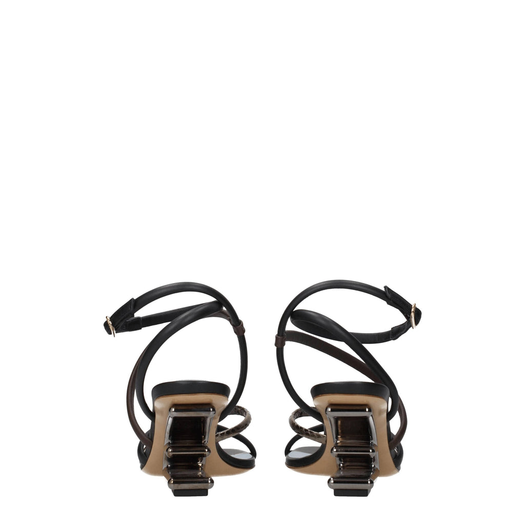 Fendi Multicolor Leather Flat Sandals Fendi