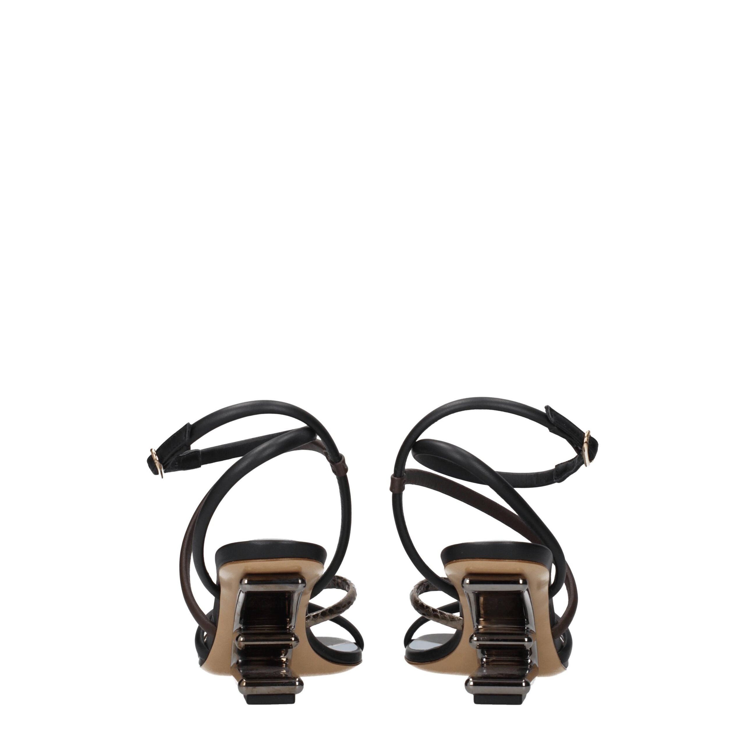 Fendi Multicolor Leather Flat Sandals Fendi
